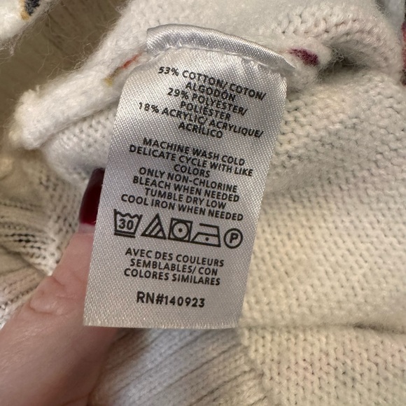 LOFT Women's V-Neck Sweater with Paisley Design Long Sleeve Size Small oversized - Picture 11 of 12